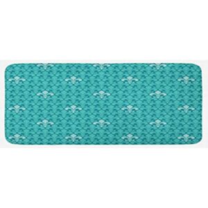 Ambesonne Alfombra de cocina turquesa diseño de flor de_1