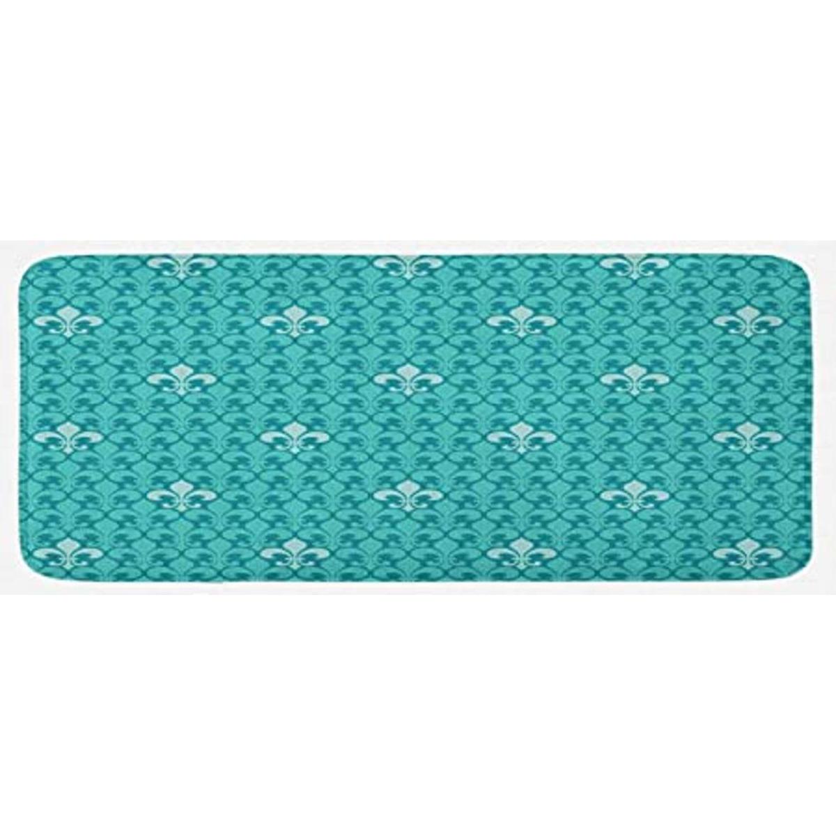 Ambesonne Alfombra de cocina turquesa diseño de flor de