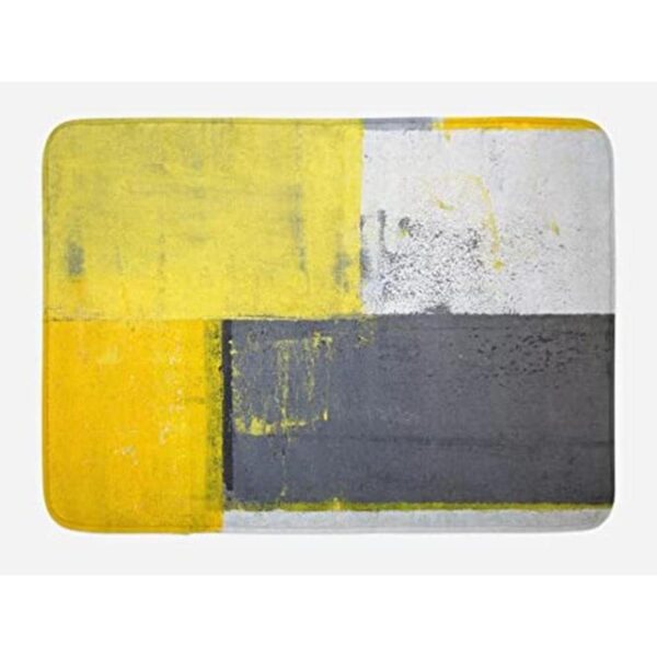 Ambesonne Alfombra de baño gris y amarilla diseño_1