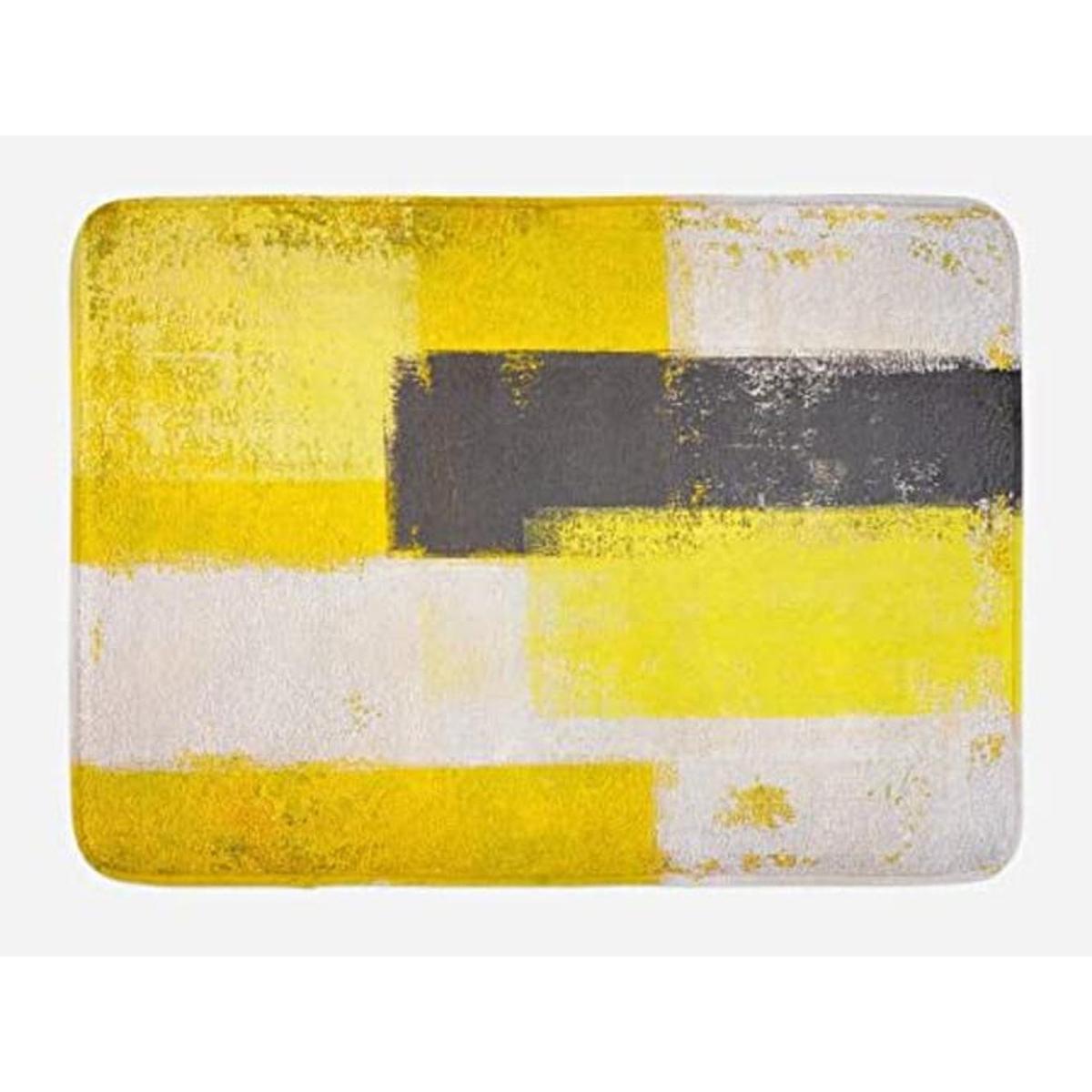 Ambesonne Alfombra de baño gris y amarilla estilo