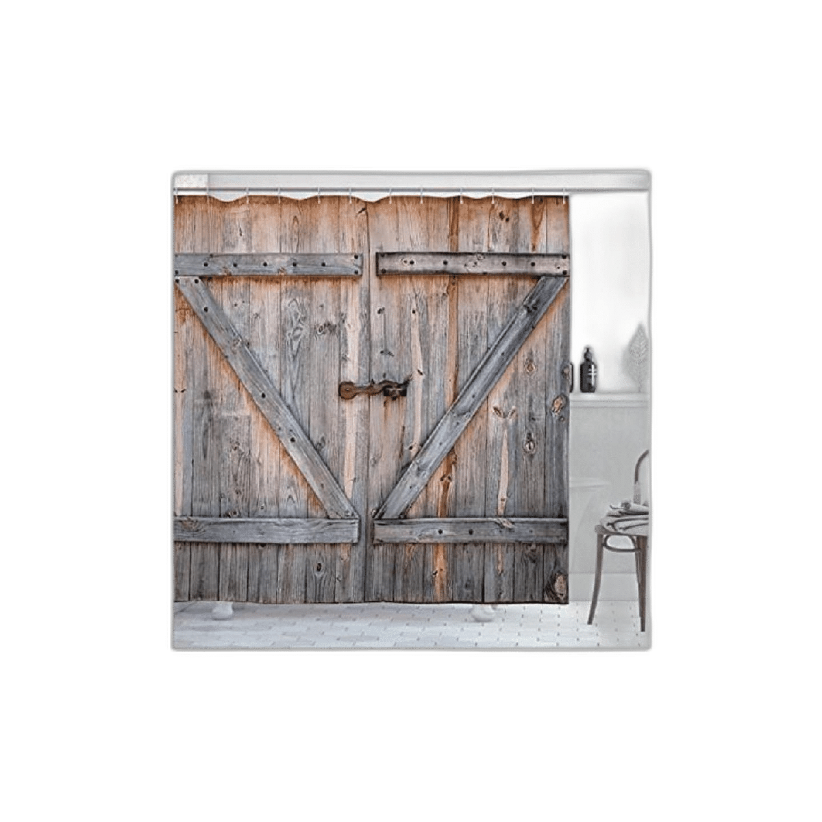 Ambesonne Cortina de ducha rústica una antigua puerta de