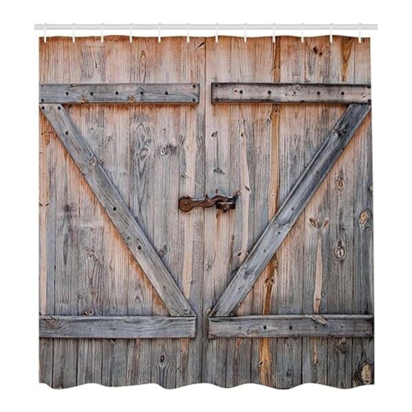 Ambesonne Cortina de ducha rústica una antigua puerta de_2