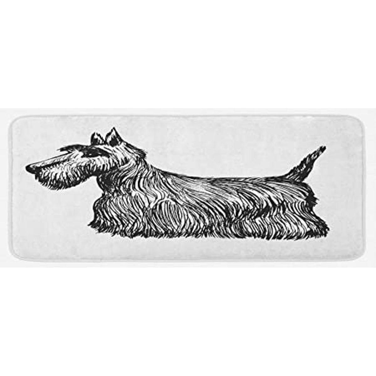 Ambesonne Scottie Dog Kitchen Mat HandDrawn Brush Stroked