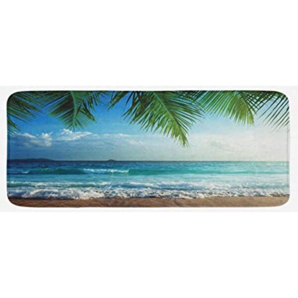 Ambesonne Ocean Kitchen Mat Palms Tropical Island Beach_1