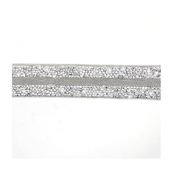 Jerler Borde de cinta de diamantes de imitación plateados_2