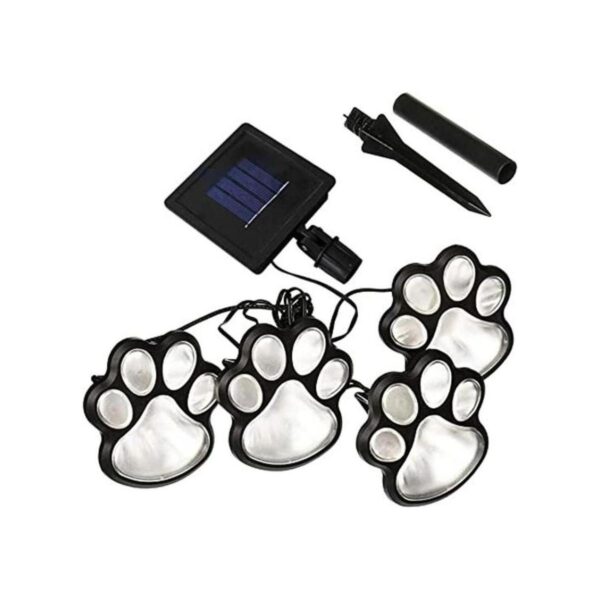Juego de 4 luces solares LED con estampado de patas para_1