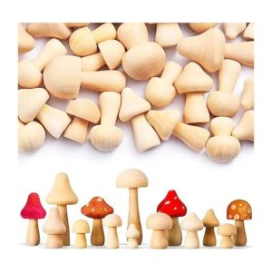 40 piezas de hongos de madera natural sin acabar mini