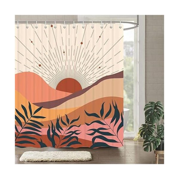 Mid Century Morden Cortina de ducha estilo bohemio_2