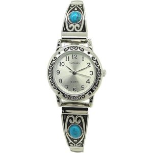 Reloj de moda con piedras de turquesa occidental elástico_1