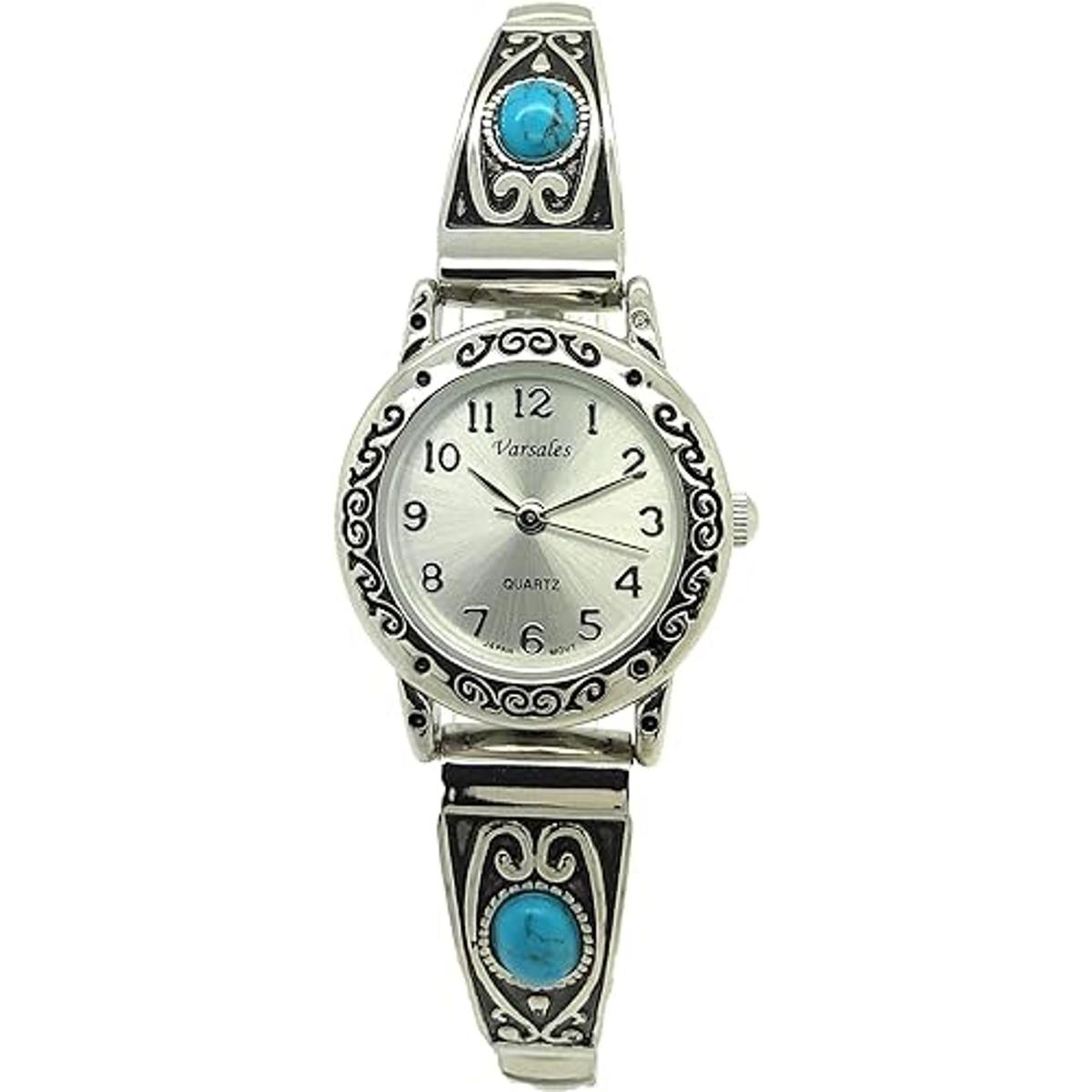 Reloj de moda con piedras de turquesa occidental elástico