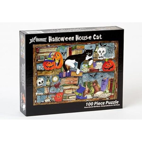Rompecabezas de Halloween House Cat para niños 100 piezas_2