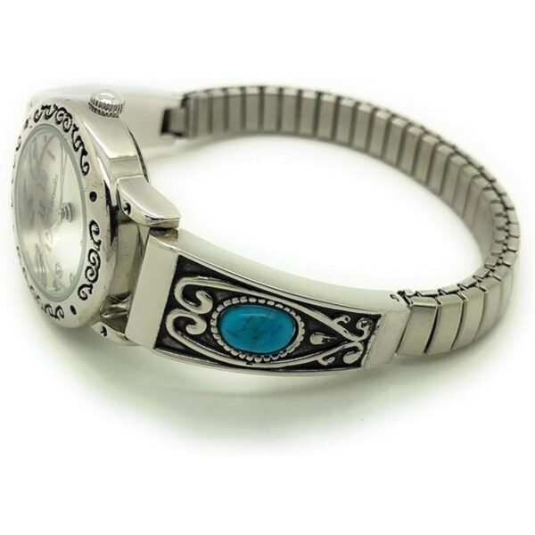 Reloj de moda con piedras de turquesa occidental elástico_3