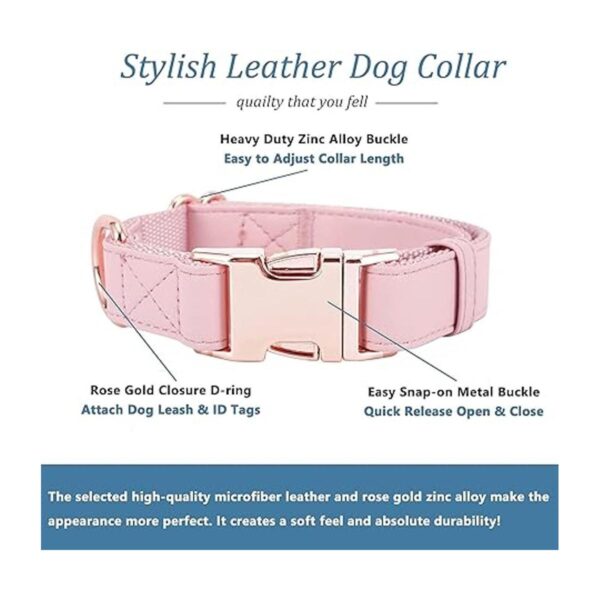 Juego de collar y correa para perro. Piel vegana suave y