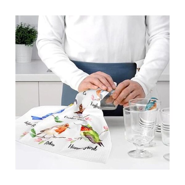 Juego de 4 toallas de cocina de pájaros en rama colibrí_6