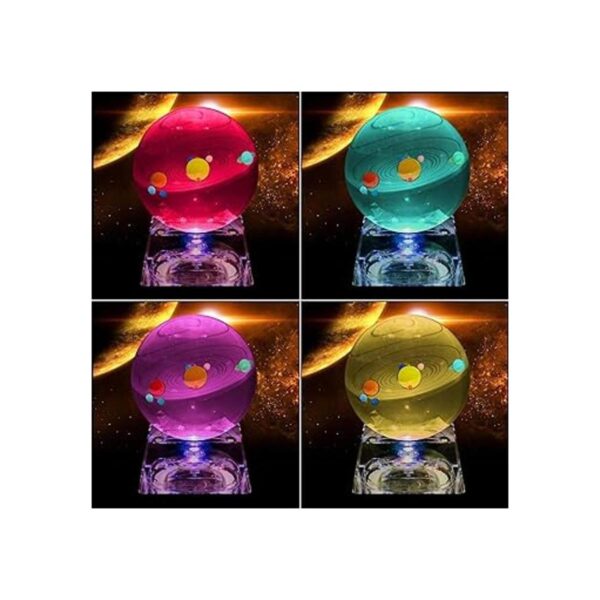 Sistema solar bola de cristal 3D con base de lámpara LED