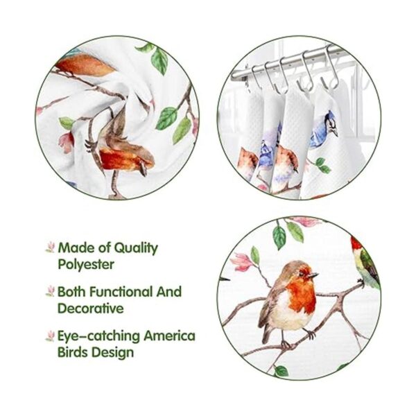 Juego de 4 toallas de cocina de pájaros en rama colibrí_4