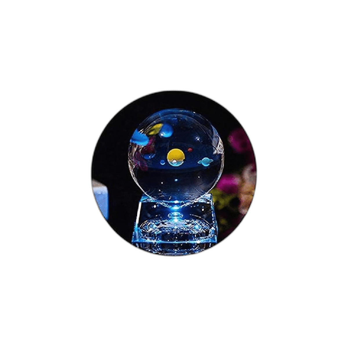Sistema solar bola de cristal 3D con base de lámpara LED