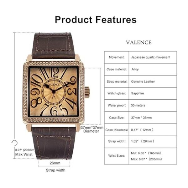 VALENCE Relojes cuadrados vintage para mujer relojes_4