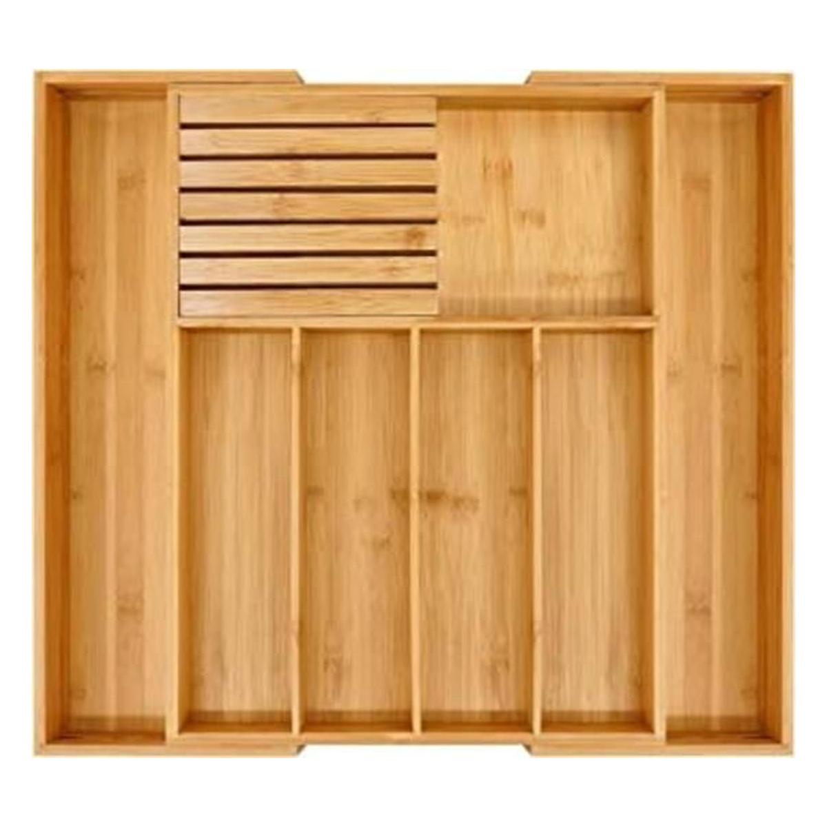 Organizador de cajones de cubiertos de bambú para cocina