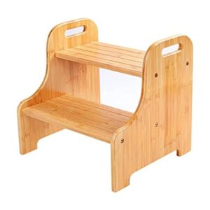 Taburete de bambú de 2 escalones con peldaños_1