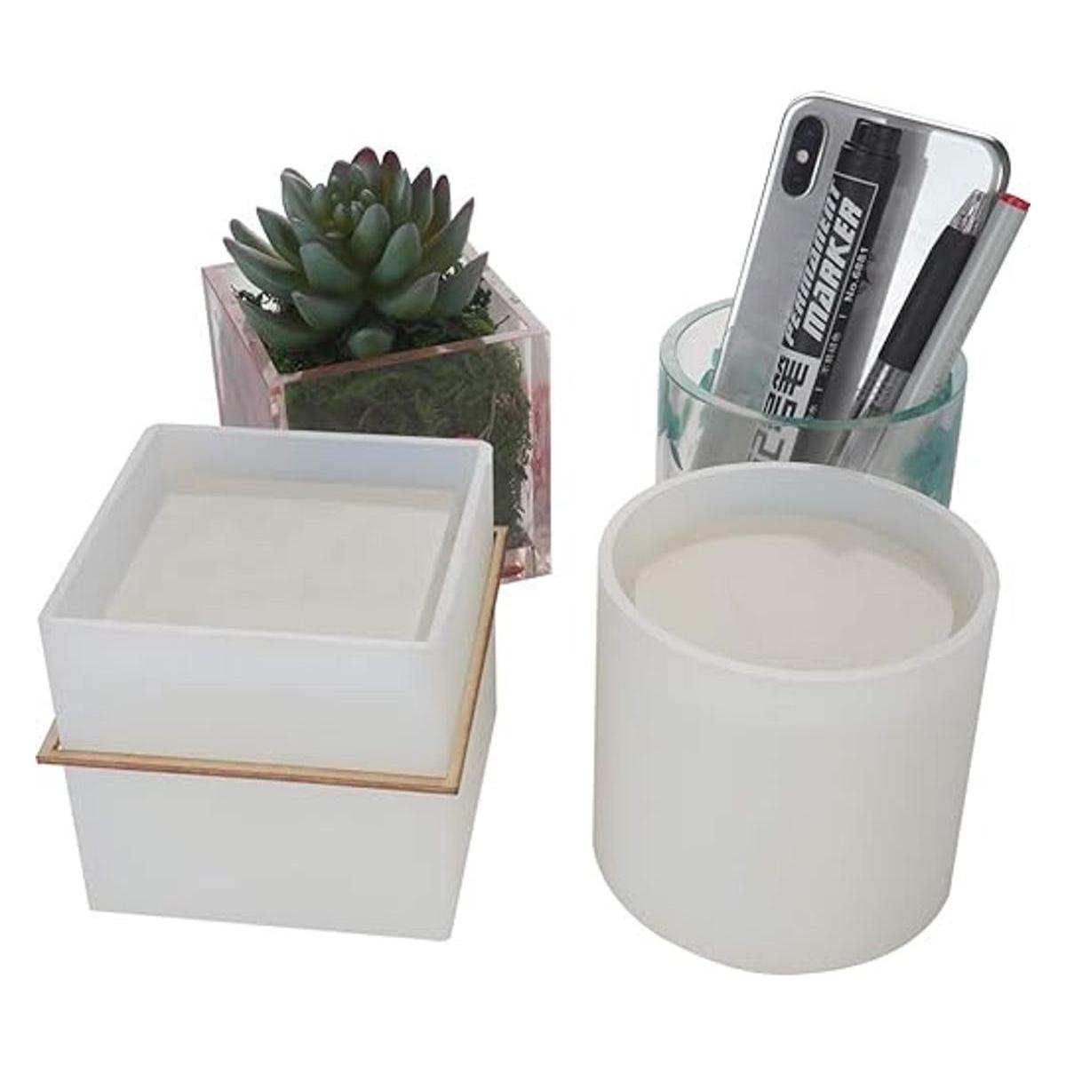 Paquete de 2 moldes grandes para macetas cubos y