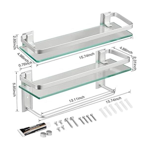 Estante de baño de cristal con toallero VOLPONE resistente_6