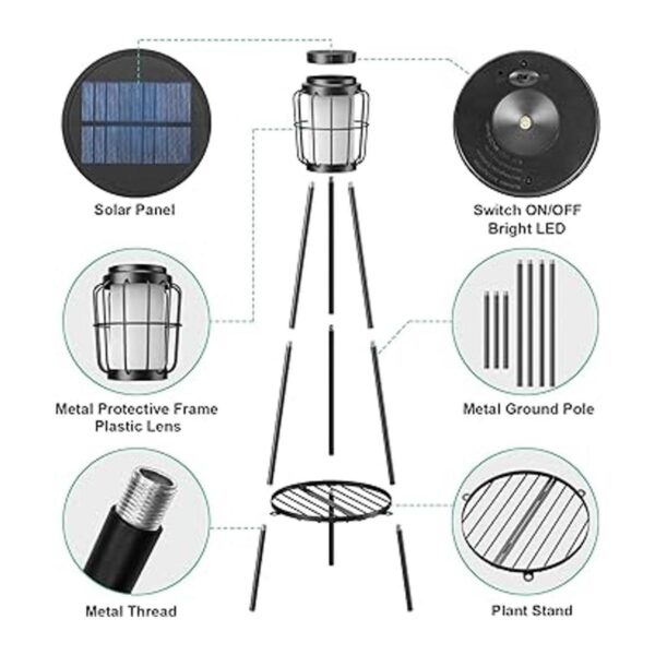 Lámparas solares de metal para exteriores con soporte para_3