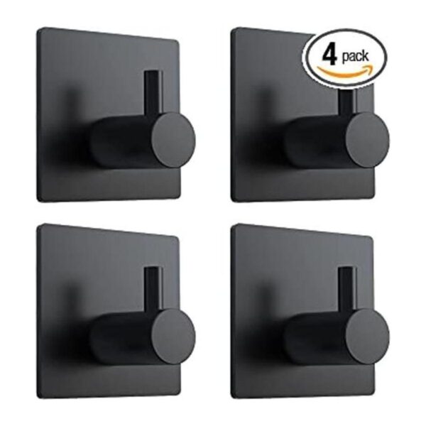 VISV Ganchos adhesivos negros para toallas de pared de_1