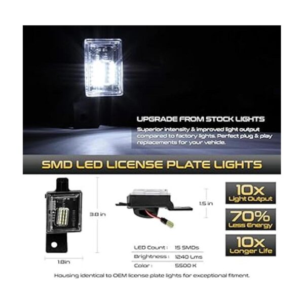 VIPMOTOZ Luces LED completas para placa de matrícula para_2