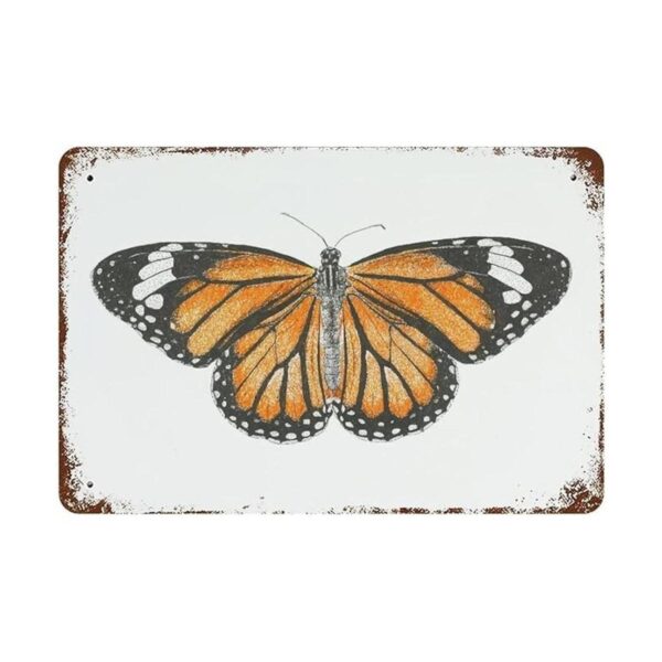 VIOFLOW Letrero de metal vintage con diseño de mariposa