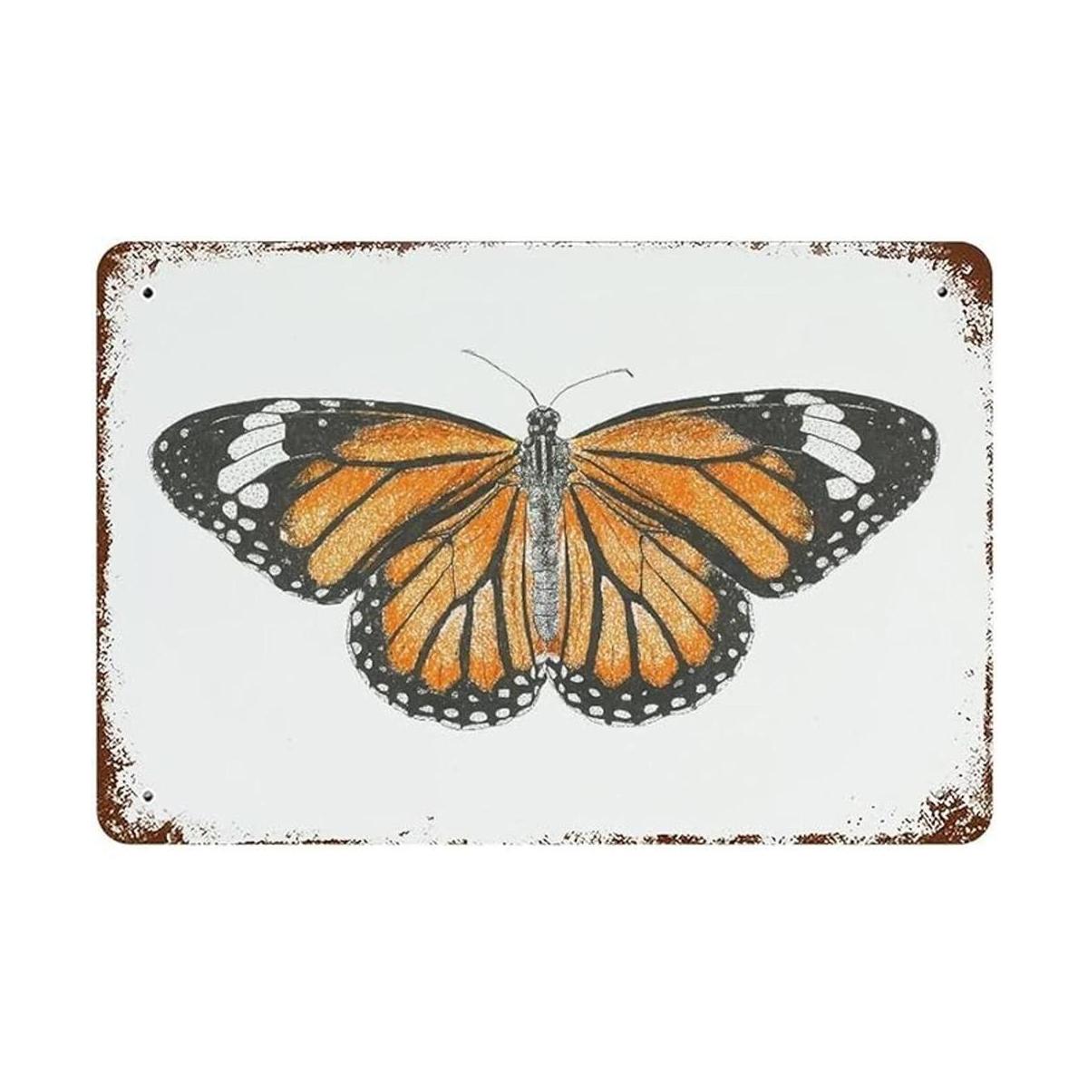 VIOFLOW Letrero de metal vintage con diseño de mariposa