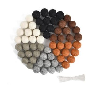 VIOCIWUO 60 bolas de fieltro de lana natural con pompones