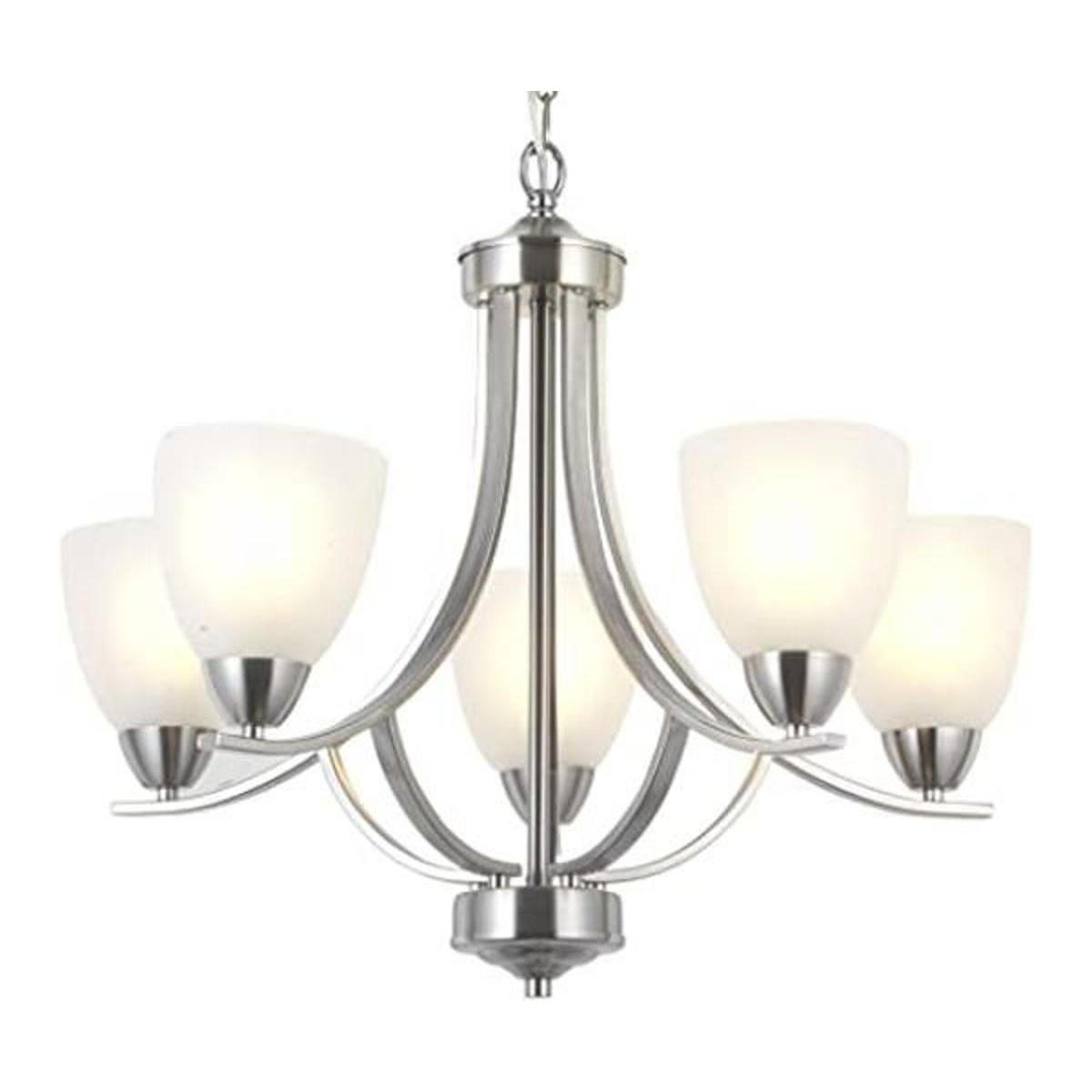 VINLUZ 5 candelabros contemporáneos de níquel cepillado