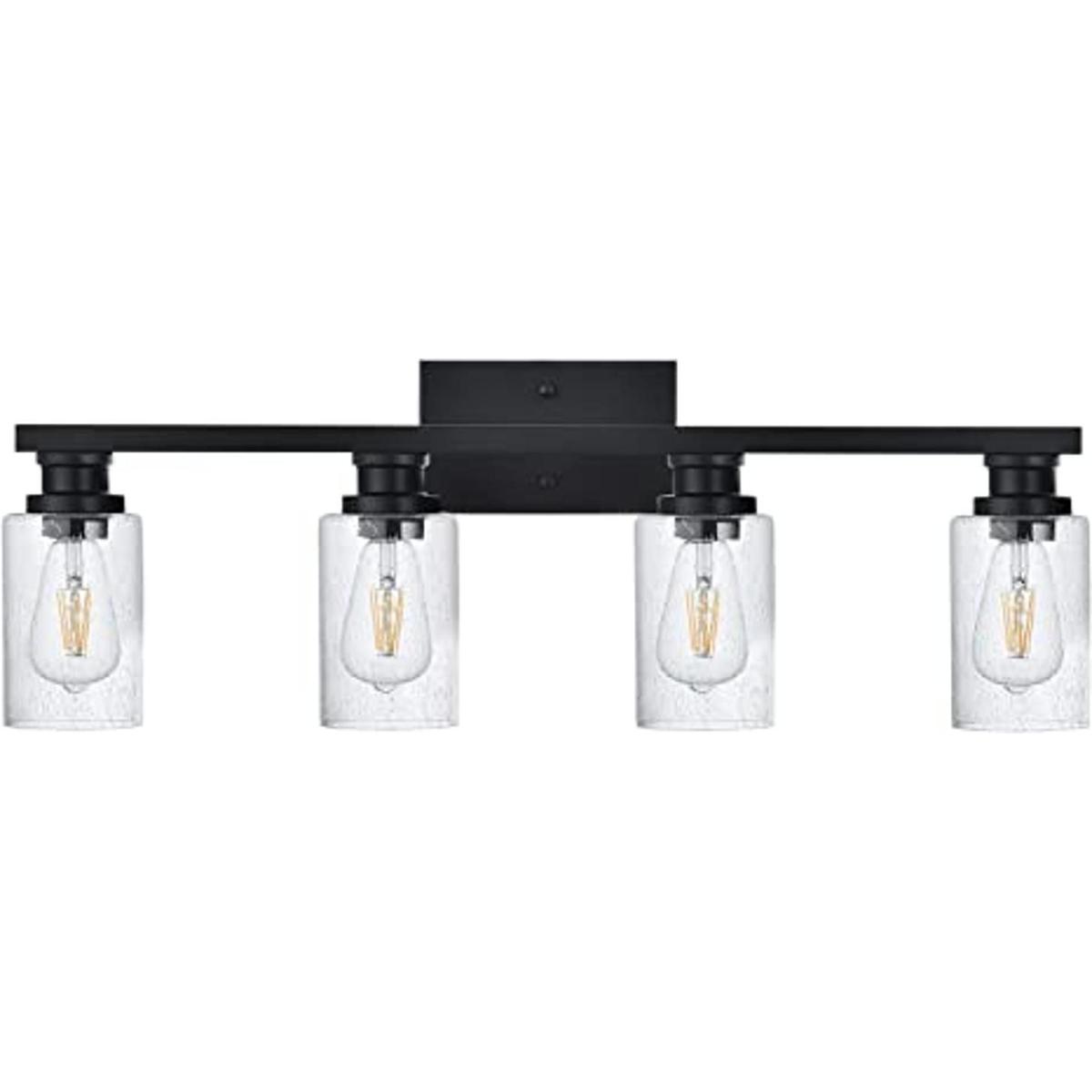 VINLUZ 4 luces vintage para tocador de baño acabado negro