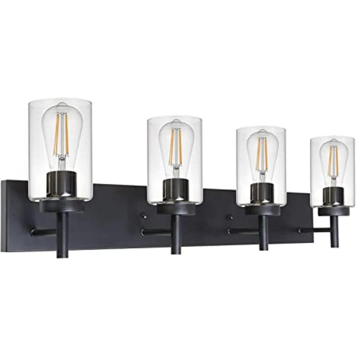 VINLUZ 4 luces para tocador de baño apliques negros de