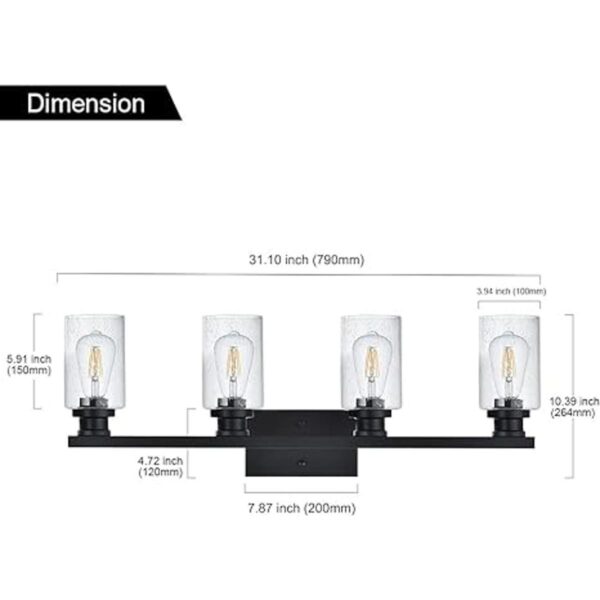 VINLUZ 4 luces vintage para tocador de baño acabado negro_4