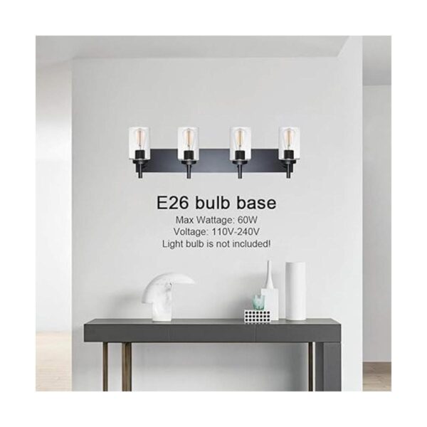 VINLUZ 4 luces para tocador de baño apliques negros de_2