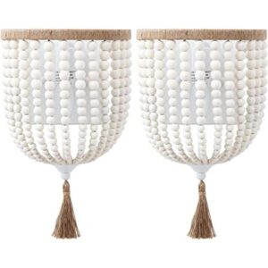 VILUXY Lámpara de pared bohemia con cuentas de madera_1