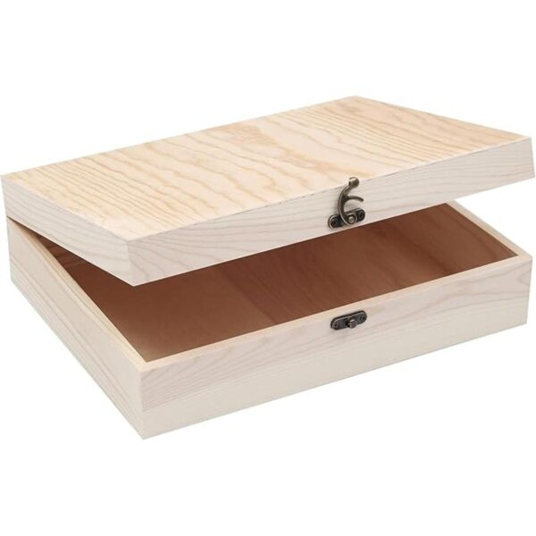 VIKOS Products Caja de madera sin terminar con tapa con_1