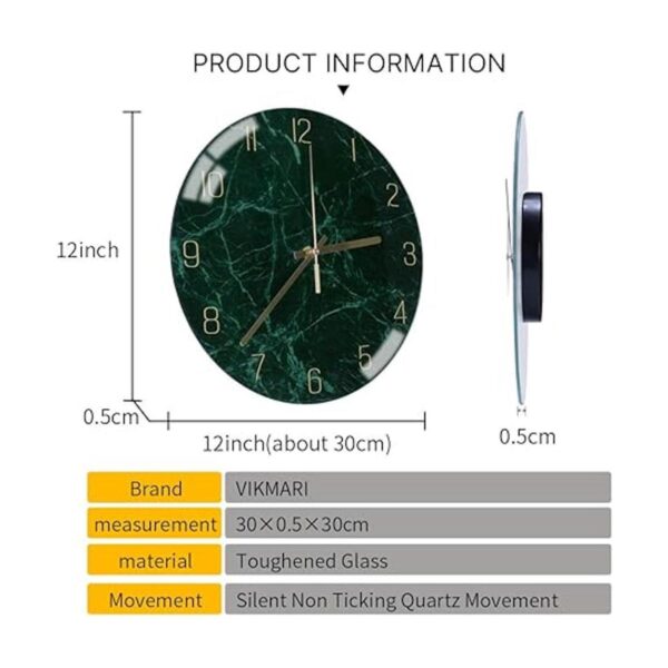 VIKMARI Reloj de pared de cristal silencioso sin tictac_4