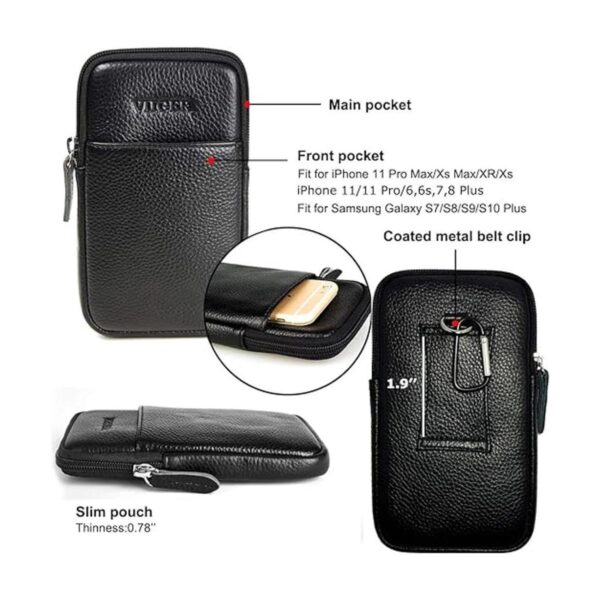 VIIGER Funda de cuero genuino para teléfono celular con_4