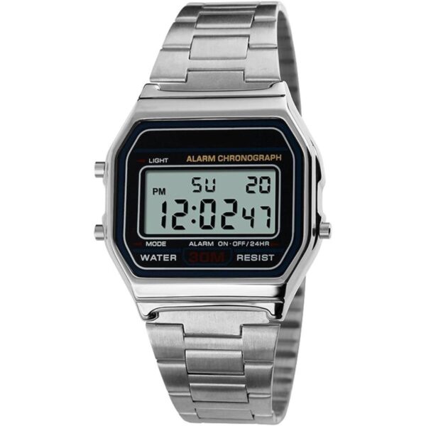 VIGOROSO Reloj casual digital de acero inoxidable con_1