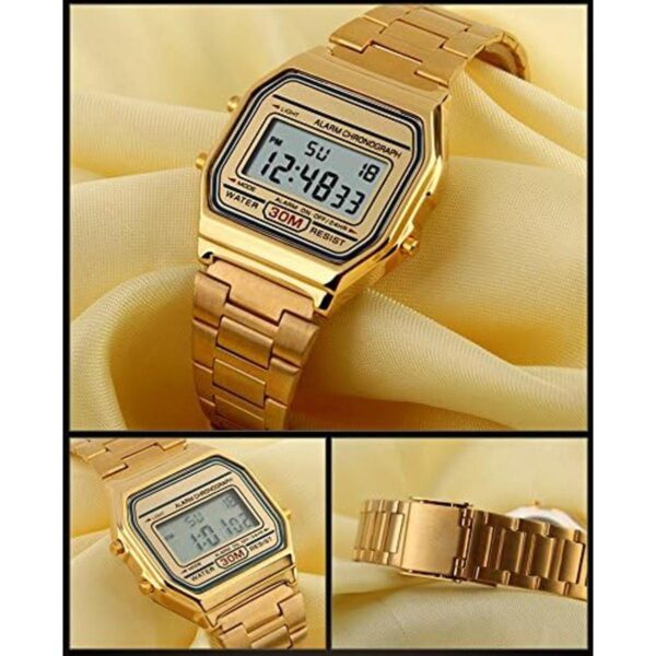 VIGOROSO Reloj casual digital de acero inoxidable con_4