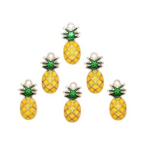 Paquete de 80 dijes esmaltados de piña chapados en oro_1