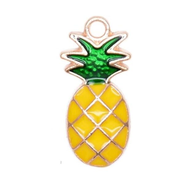 Paquete de 80 dijes esmaltados de piña chapados en oro_2