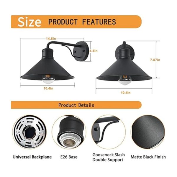 Paquete de 2 luces de pared para exteriores soporte de_2