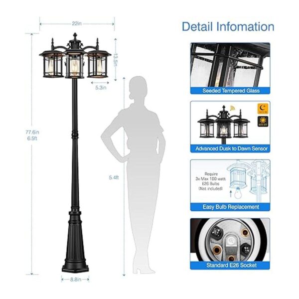 VIANIS Lámpara para exteriores luz de calle impermeable_4