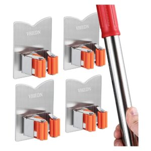 Broom and Mop Holder Wall Mounted Stainless Steel Self_1