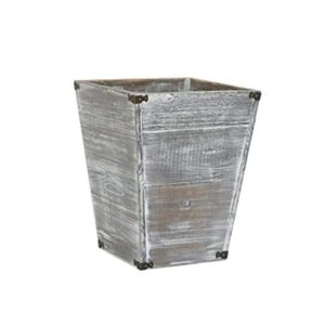 Cubo de basura cuadrado de madera con soportes decorativos_1