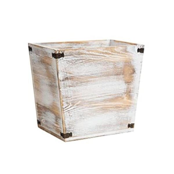Cubo de basura de madera con antorcha de estilo rústico_1
